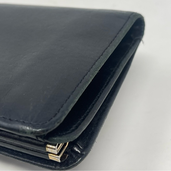 Coach Bifold Wallet Black Leather Women's 10 Slots & Kisslock Coin Area Vintage - Picture 7 of 16